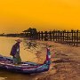Mandalay-U bein bridge boat man-